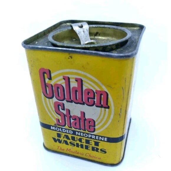 Vintage Golden State Can For Faucet Washers Advertising with some washers READ - Picture 1 of 9